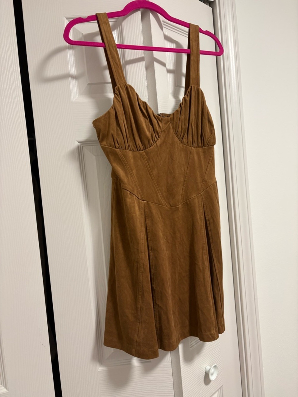 Trixxi Camel Brown Suede-Look Mini Dress